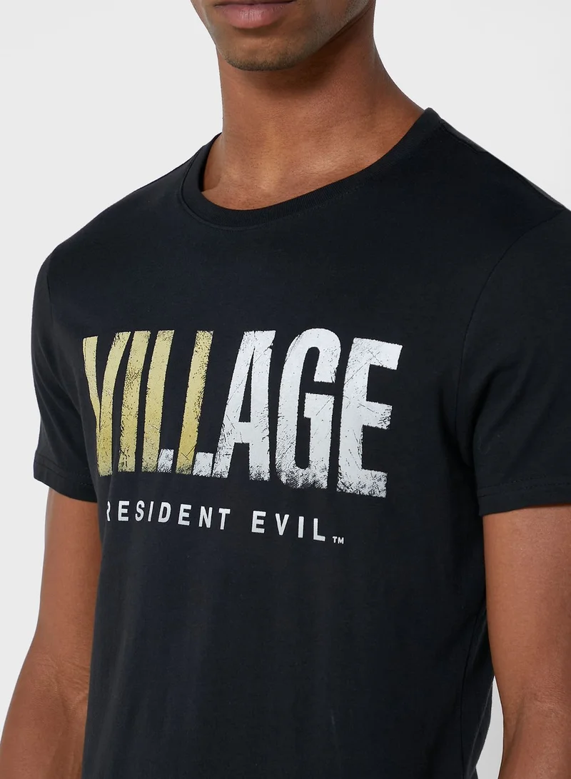 DIFUZED Resident Evil Village Logo Crew Neck T-Shirt