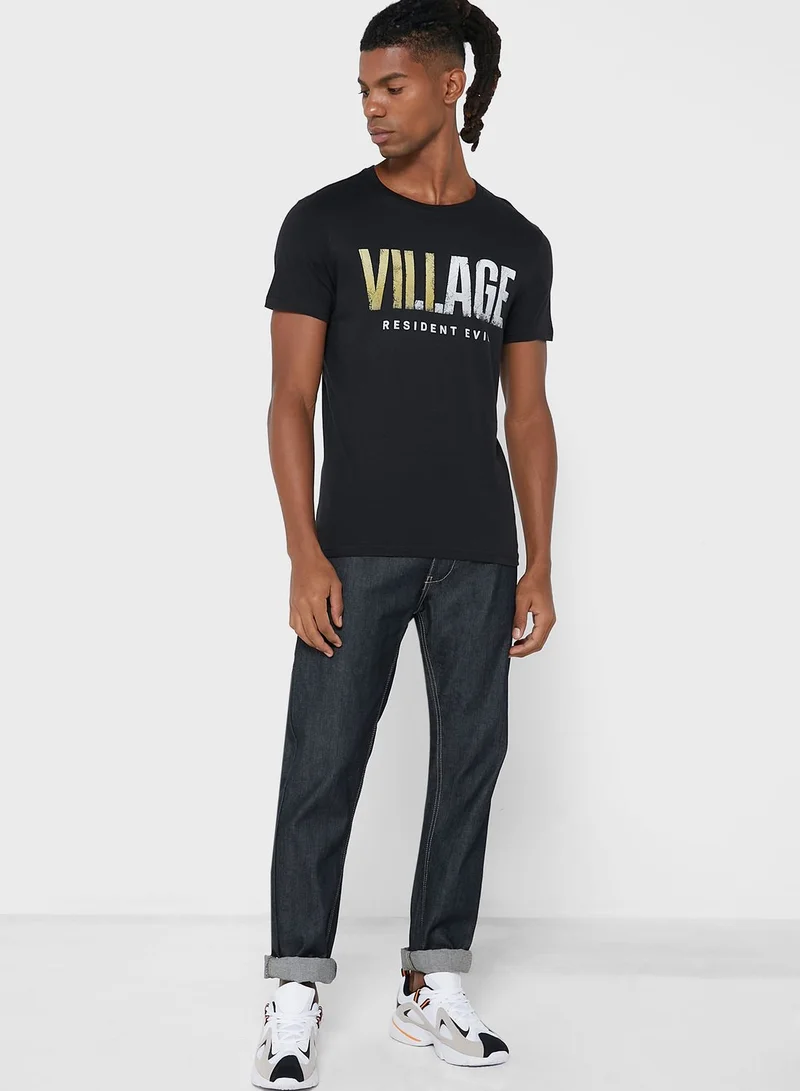 DIFUZED Resident Evil Village Logo Crew Neck T-Shirt