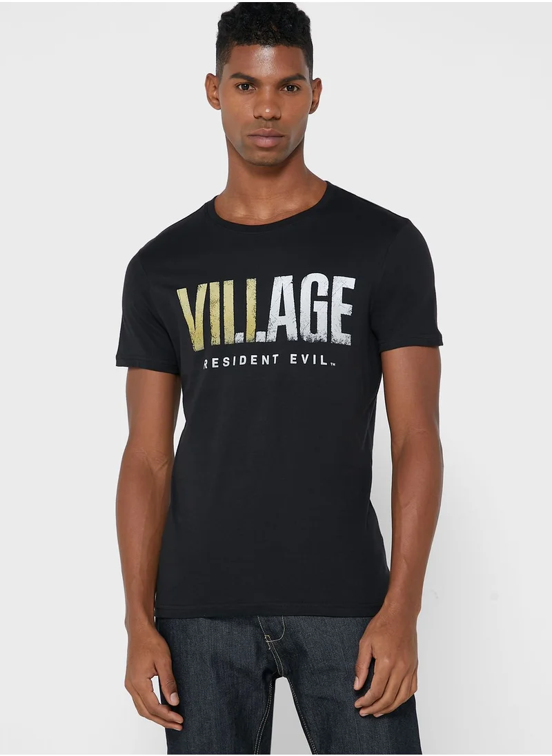 DIFUZED Resident Evil Village Logo Crew Neck T-Shirt