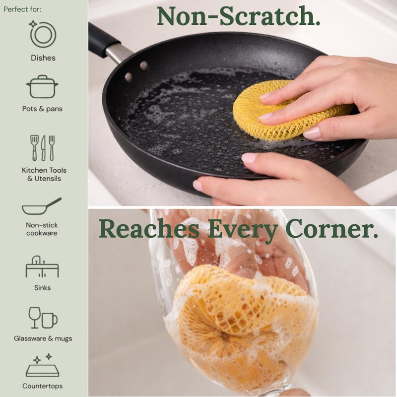 JUMI Dish Scrubber for Dishes â€“ Breezi Mesh Dish Cloth, 3-Pack, Non-Scratch, Multi-Purpose, Fast-Drying, Odor-Free, Scrubbies for Dishes. Kitchen Sponges, Sponges Kitchen, Dish Sponge Alternative - Image 2