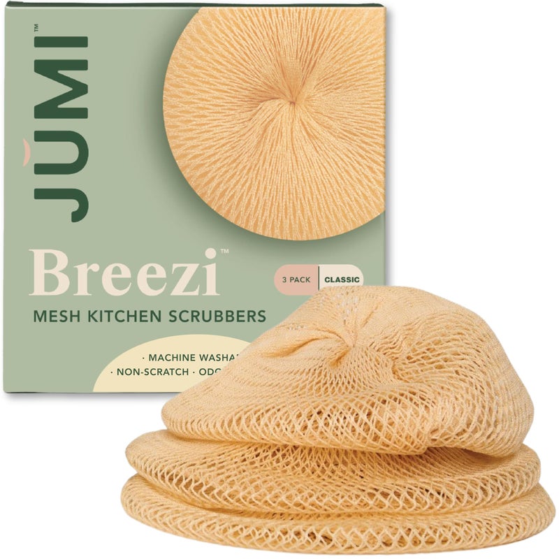 JUMI Dish Scrubber for Dishes â€“ Breezi Mesh Dish Cloth, 3-Pack, Non-Scratch, Multi-Purpose, Fast-Drying, Odor-Free, Scrubbies for Dishes. Kitchen Sponges, Sponges Kitchen, Dish Sponge Alternative - Image 1