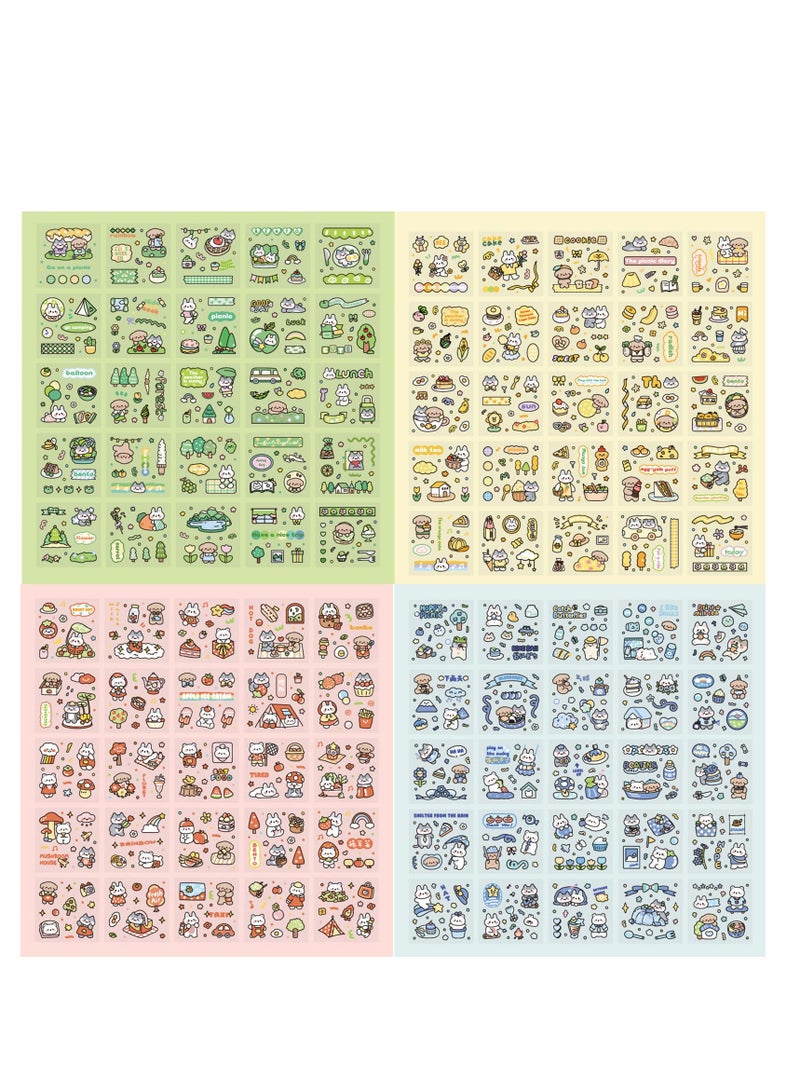 Cartoon Animals Picnic Scrapbook Stickers Set, 100 Sheets PVC Cute Rabbits Dog Forest Travel Theme Stickers for DIY Decoration, Scrapbook, Laptop, Dairy Decoration, Bullet Journals - Image 2