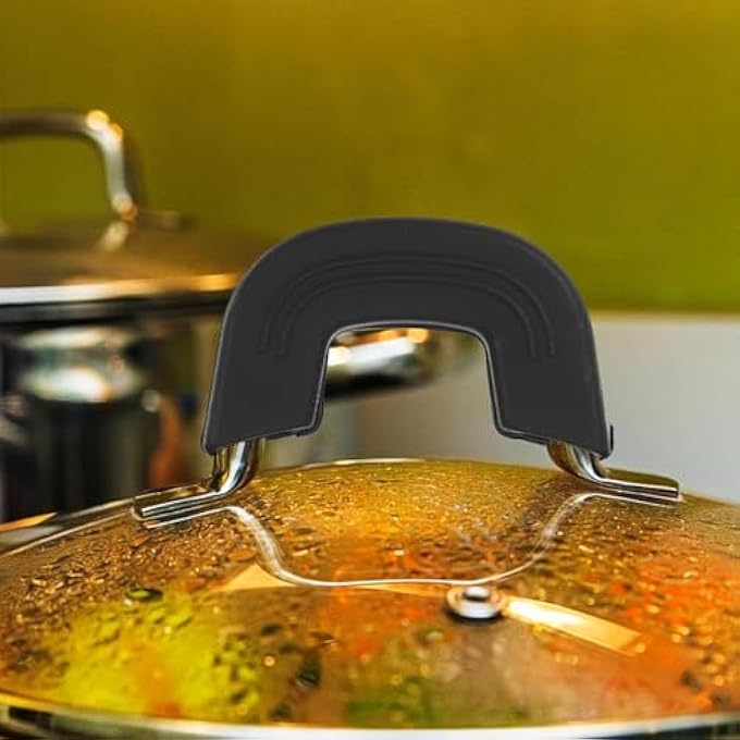 SAHENITEANA 4 قطع من أقراط الأواني، أكمام مقبض مقاومة للحرارة، أدوات مطبخ، أواني سيليكون، مقبض سيليكون، أكمام مقبض غير قابلة للانزلاق، أكمام مقبض مقاومة للحرارة، مقبض غير قابل للانزلاق - Image 4