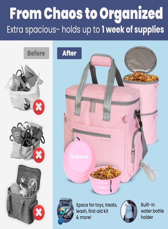 rubyloo The Original Doggy Bag™- Dog Travel Bag for Supplies - Ultimate Gift for Dog Moms & Dads, Doggy Lovers & Pet Owners for Christmas- Includes 2 BPA-Free Travel Bowls and 2 Food Containers: Lt. Pink - Image 5