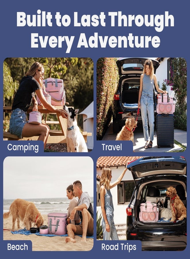rubyloo The Original Doggy Bag™- Dog Travel Bag for Supplies - Ultimate Gift for Dog Moms & Dads, Doggy Lovers & Pet Owners for Christmas- Includes 2 BPA-Free Travel Bowls and 2 Food Containers: Lt. Pink - Image 4