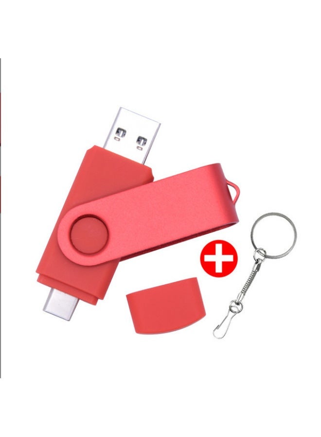 TYPE-C Mobile Phone U Disk OTG Rotating Can Be Fixed LOGO 8G16G32G64G128G Gift Disk-color:red-capacity:64GB  - Image 1