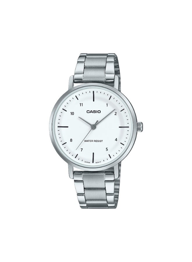 Casio LTP-VT03D-7B Women’s Stainless Steel Analog Watch – White Dial with Silver Bracelet - Image 1