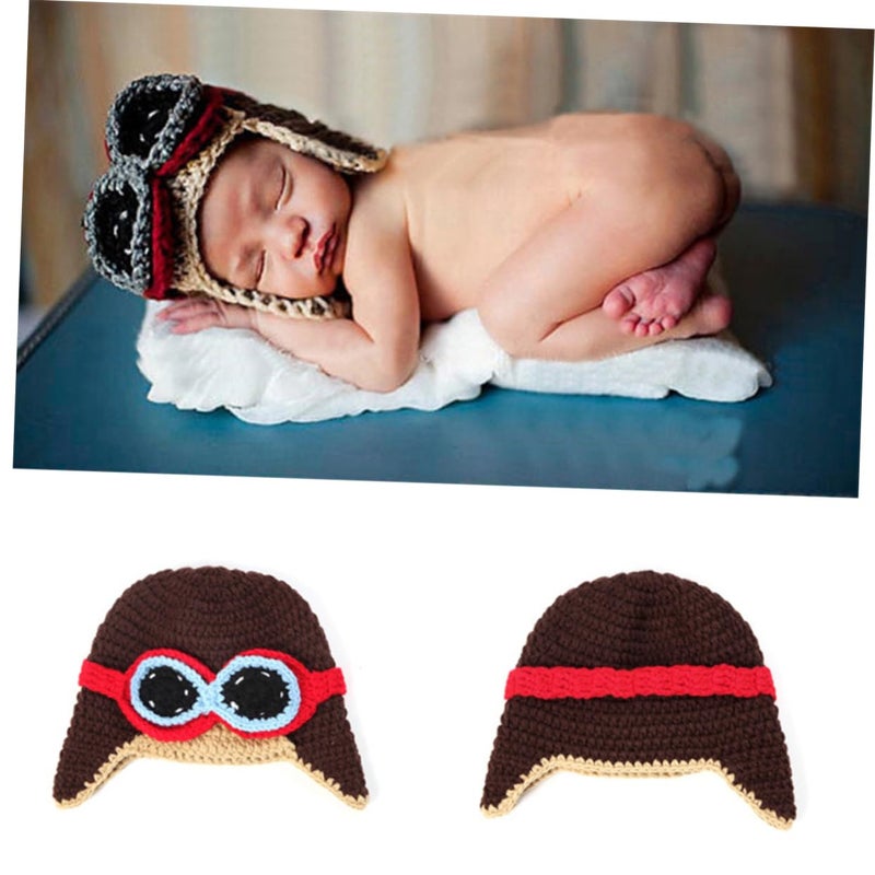 Hand Knitted Soft Warm Brown Flight Hat For Kids Outdoor Photos And Playtime - Image 4
