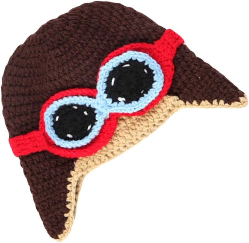 Hand Knitted Soft Warm Brown Flight Hat For Kids Outdoor Photos And Playtime - Image 1