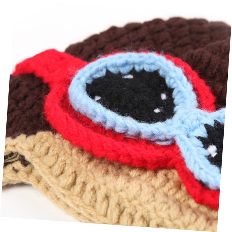 Hand Knitted Soft Warm Brown Flight Hat For Kids Outdoor Photos And Playtime - Image 3