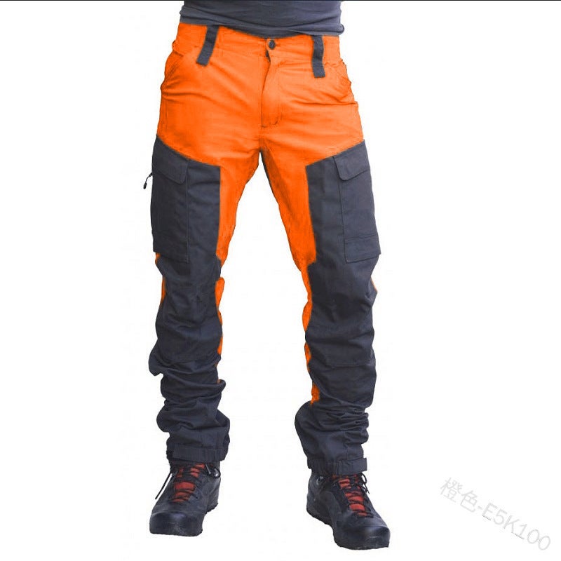Supply Wish New Color Matching Motorcycle Overalls Slim Men'S Zipper Multi-Pocket Fashion Casual Pants - Image 3