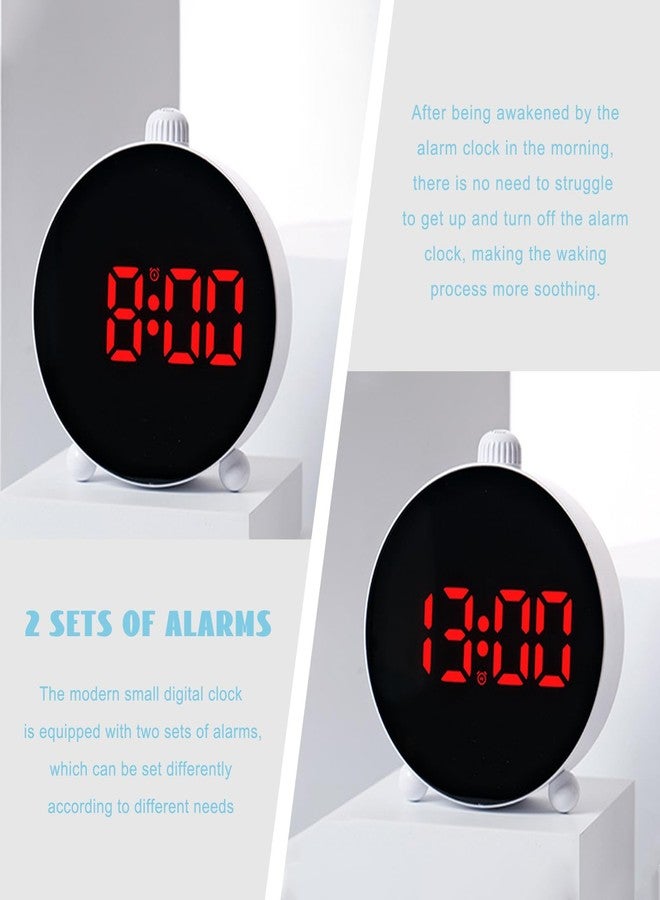JUSTUP Digital Alarm Clock, Small Round Shaped Led Alarm Clock, Countdown Function & 2 Sets of Alarms, Loud Bell Digital Clock with Date Display, Bedside Clock for Living Room (Round) - Image 4