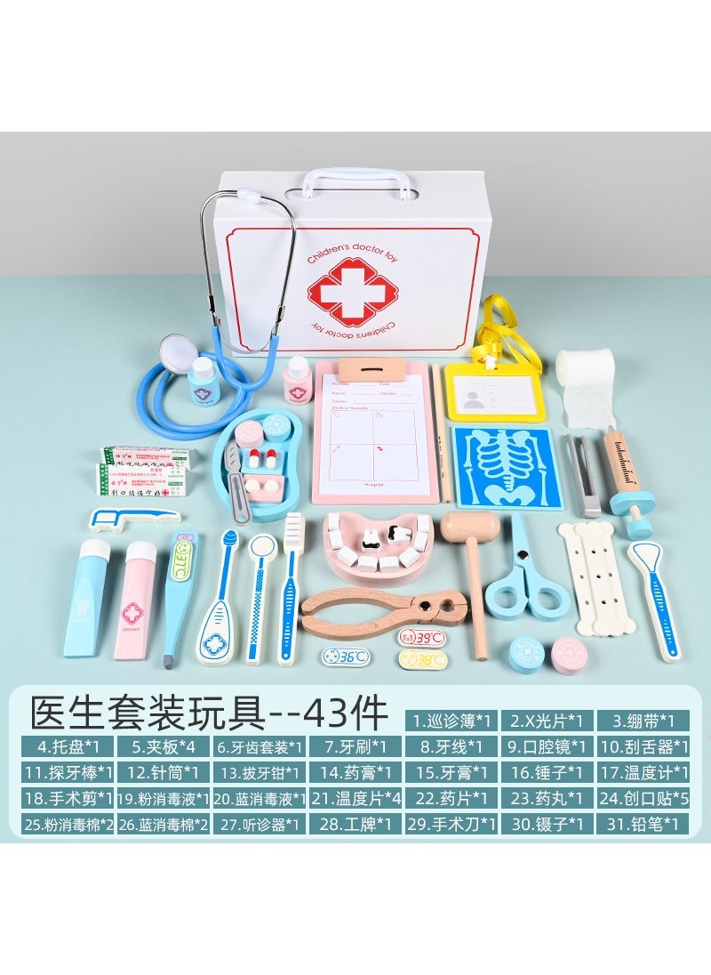 43-Piece Wood Toy Doctor Playset for Kids Bag Almighty Doctor - Image 5