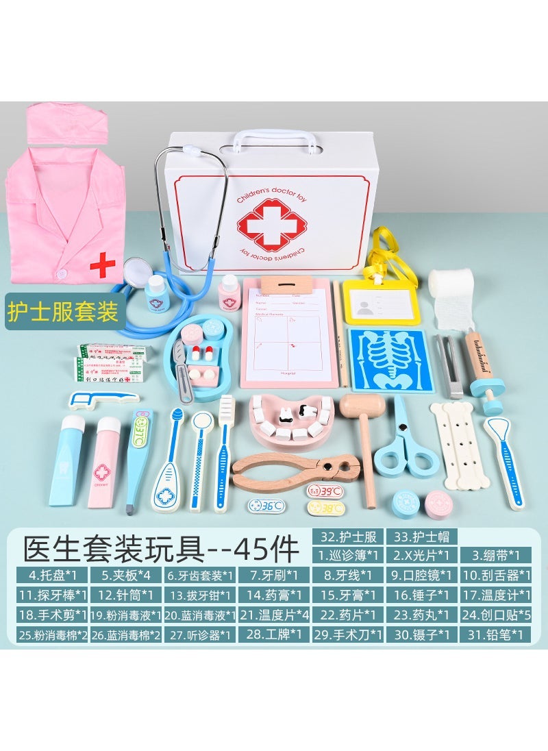 43-Piece Wood Toy Doctor Playset for Kids Bag Almighty Doctor - Image 4