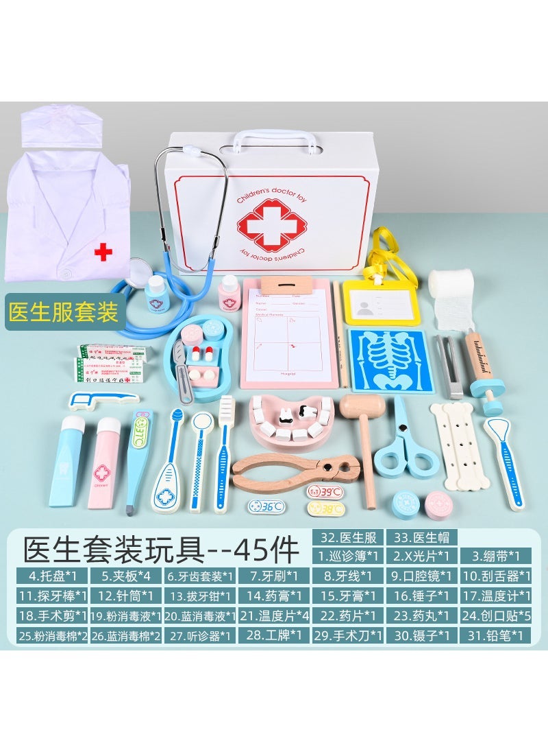 43-Piece Wood Toy Doctor Playset for Kids Bag Almighty Doctor - Image 3