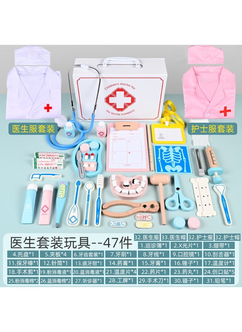 43-Piece Wood Toy Doctor Playset for Kids Bag Almighty Doctor - Image 2