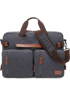 Hihonor 3 in 1 Laptop Backpack, 17.3 Inch Laptop Bag Messenger Bag Shoulder Bag for Men/Women, Water-Proof Briefcase Multi-functional Notebook Computer Bag for Travel Business, Canvas Grey  - Image 1