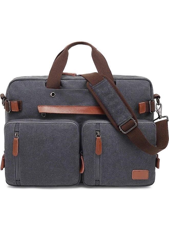 Hihonor 3 in 1 Laptop Backpack, 17.3 Inch Laptop Bag Messenger Bag Shoulder Bag for Men/Women, Water-Proof Briefcase Multi-functional Notebook Computer Bag for Travel Business, Canvas Grey  - Image 1
