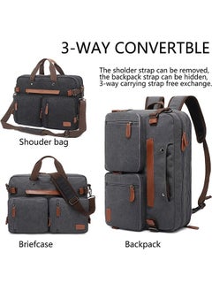 Hihonor 3 in 1 Laptop Backpack, 17.3 Inch Laptop Bag Messenger Bag Shoulder Bag for Men/Women, Water-Proof Briefcase Multi-functional Notebook Computer Bag for Travel Business, Canvas Grey  - Image 2