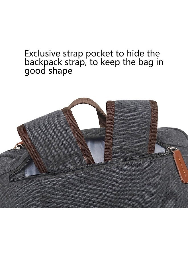 Hihonor 3 in 1 Laptop Backpack, 17.3 Inch Laptop Bag Messenger Bag Shoulder Bag for Men/Women, Water-Proof Briefcase Multi-functional Notebook Computer Bag for Travel Business, Canvas Grey  - Image 4