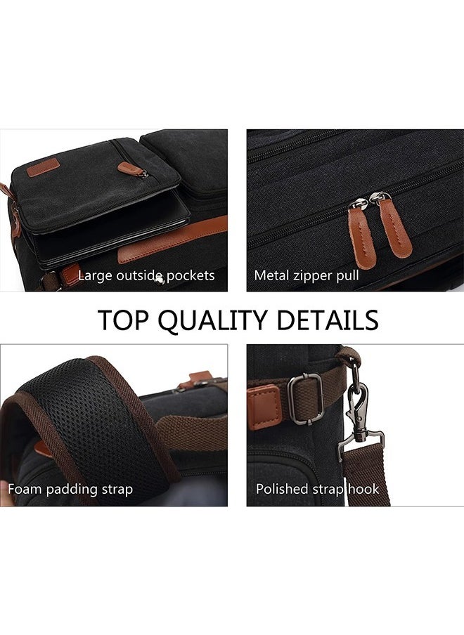 Hihonor - 3 in 1 Laptop Backpack, 17.3 Inch Laptop Bag Messenger Bag Shoulder Bag for Men/Women, Water-Proof Briefcase Multi-functional Notebook Computer Bag for Travel Business, Canvas Grey - Image 1