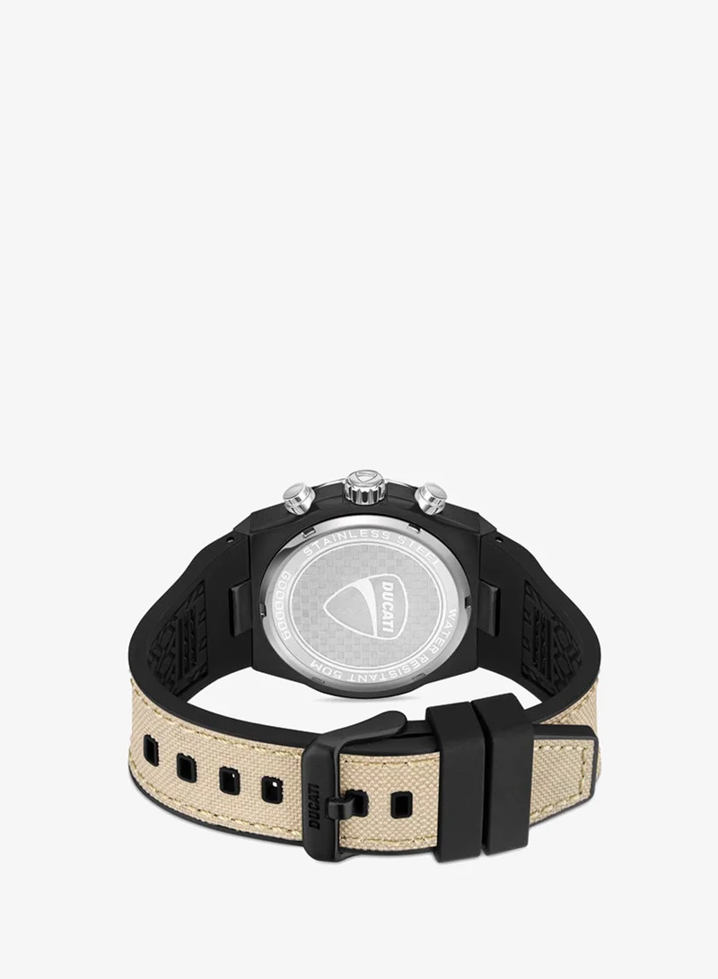 Ducati  DT004 Men's 43.5mm Chronograph Watch with Beige Textured Dial, Contrast Accents & Genuine Leather Strap for Men | Best Price UAE