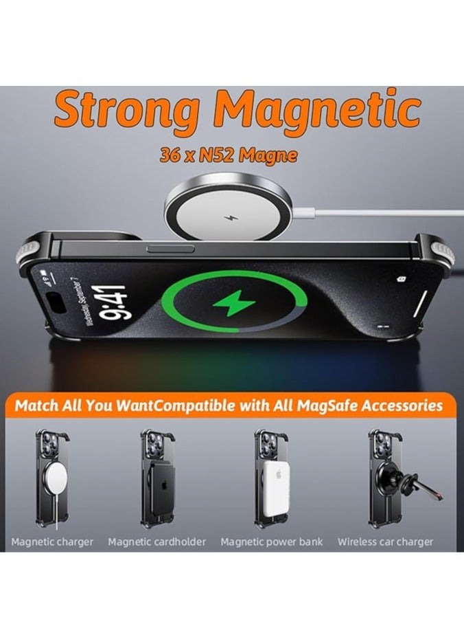 عام حالة آيفون 16ProMax / 16Pro ، 【MagSafe متوافق】 الألومنيوم فرملس الحد الأدنى حالة الهاتف مع غير مرئية حلقة قوس - Image 3