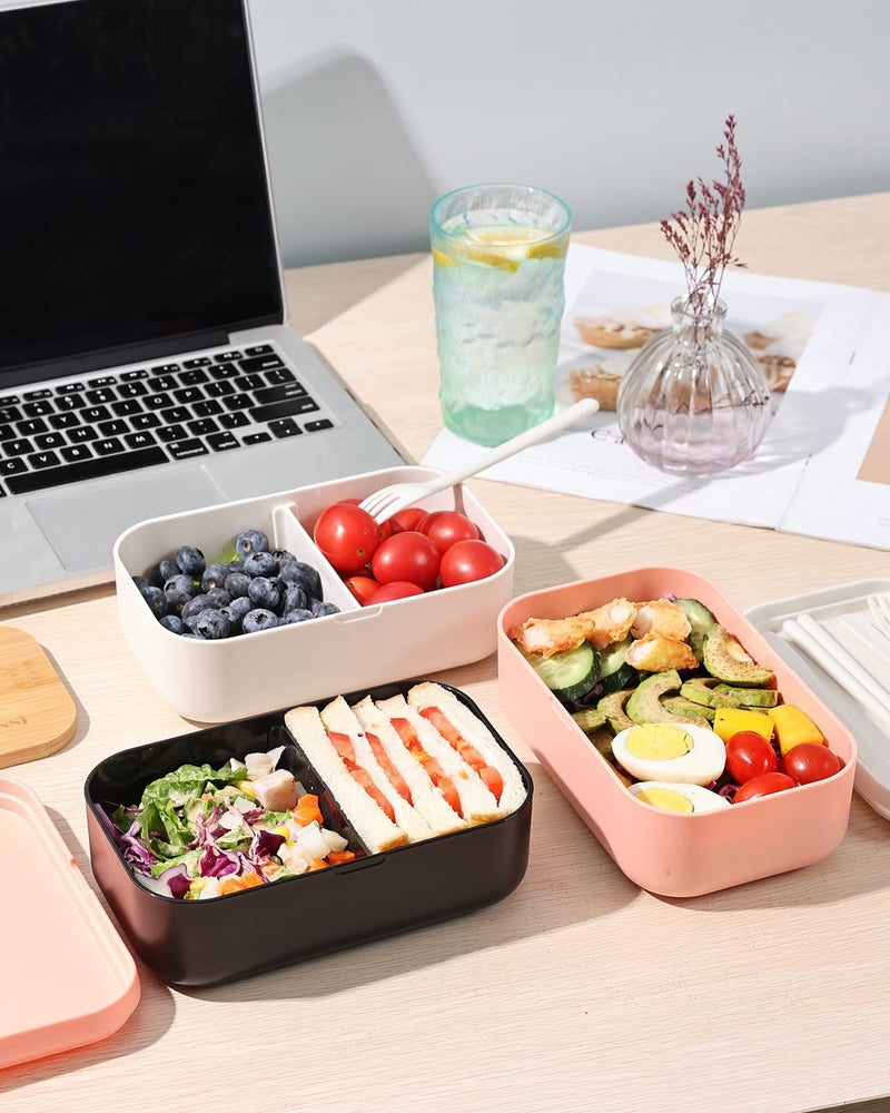 invvni Bento Box Lunch Box Containers for Adults - Natural Bamboo Lid, Cutlery & Chopsticks, Lunch Box for Women, Microwave Safe, Dishwasher Safe, Bpa Free, Leakproof, Men - Image 5