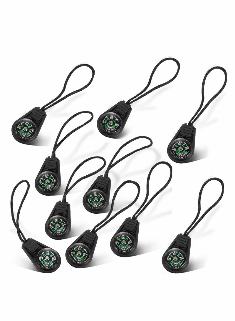 Y&D Mini Survival Compass, 10 Pcs Pocket Compass with Chain Outdoor Camping Hiking Liquid Filled Keychains - Image 1