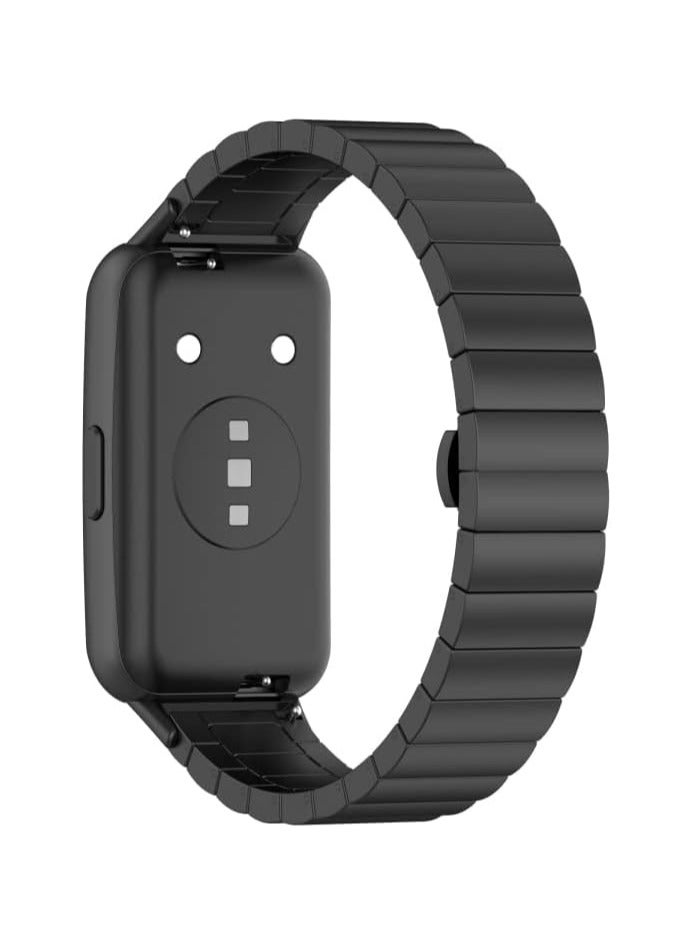 حزام بديل من الفولاذ المقاوم للصدأ لساعة هواوي باند 7، مقاوم للاهتراء، خفيف (أسود) - Image 4