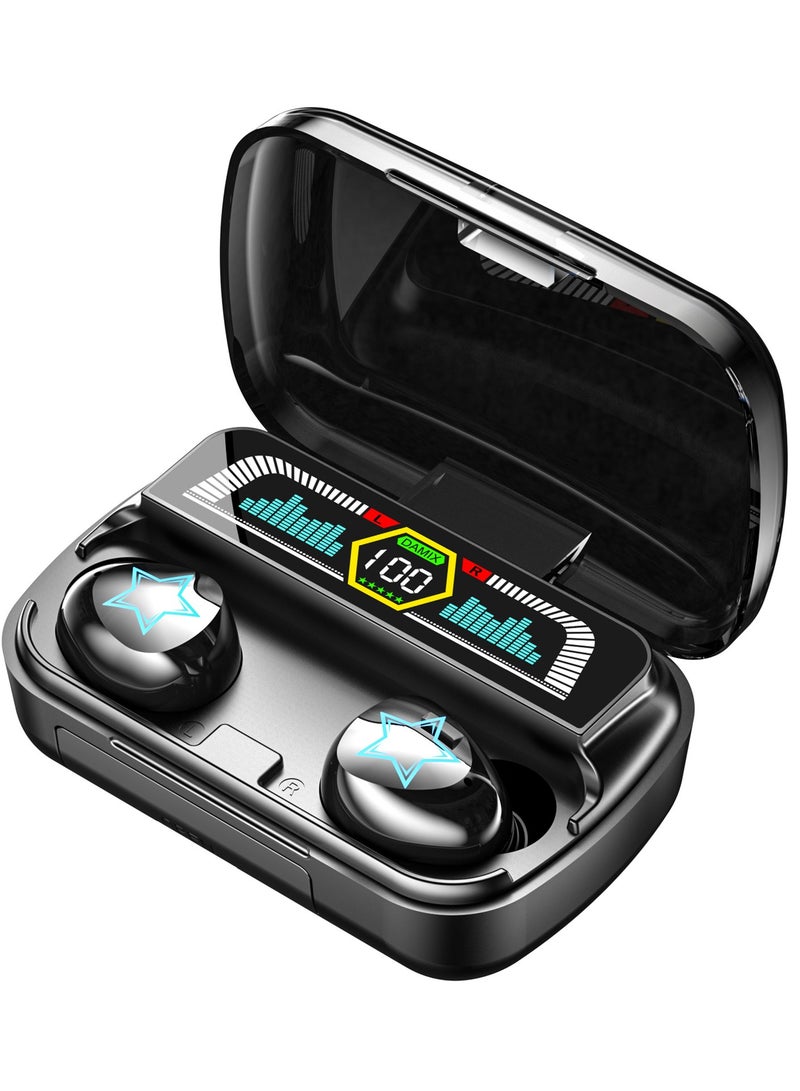 سماعة Bluetooth اللاسلكية TWS تقليل الضوضاء سماعة رأس مقاومة للماء ضوء قوانين Bluetooth سماعة رأس أسود - Image 1