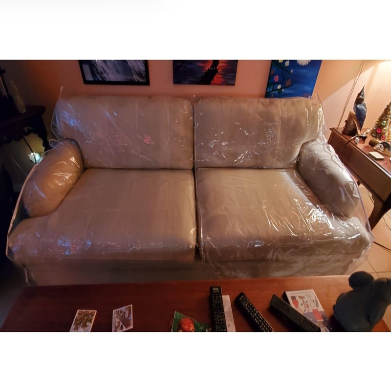Extra Thick Pet Proof Plastic Sofa Cover Transparent Vinyl Protector Spill Resistant For Cats Easy To Store Two Seater 67 72 41 73 41 73 Inch - Image 3