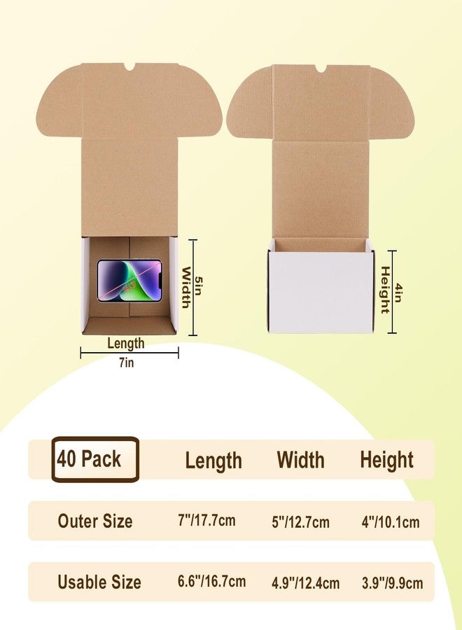 WIFTREY 7x5x4 Small Shipping Boxes Set of 40, White Corrugated Cardboard Box Shipping Box for Packaging Small Business, Moving, Mailing - Image 2