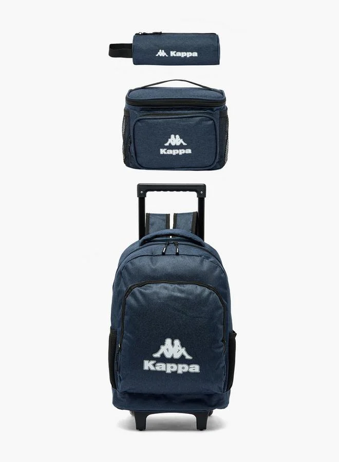 كابا Logo Print 3-Piece School Trolley Bag Set For Kids 13 Years+ With Lunch Bag And Pencil Pouch