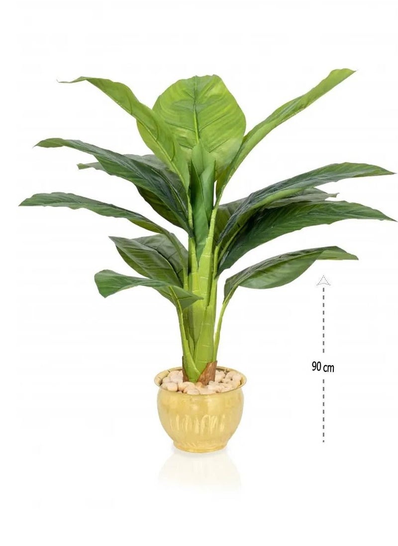 co arma - Artificial tree simulated banana leaf tree with copper pillar, 90 cm high - Image 1