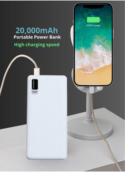 20,000mAh Portable Power Bank – Charge Smartphones, Tablets, Gaming Devices, Bluetooth Gadgets, and More Simultaneously – Compact, Travel-Friendly Design for On-the-Go Power Anywhere - Black & White