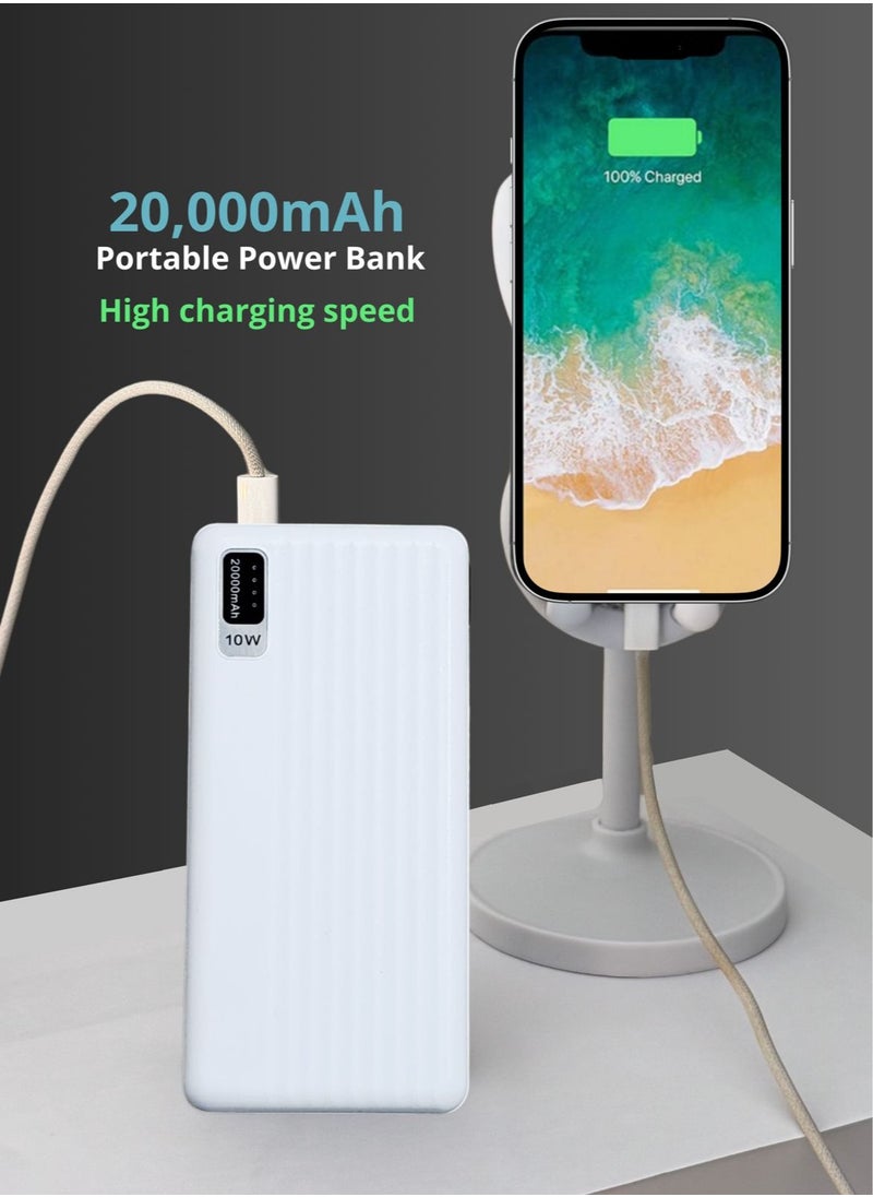 Generic - 20,000mAh Portable Power Bank – Charge Smartphones, Tablets, Gaming Devices, Bluetooth Gadgets, and More Simultaneously – Compact, Travel-Friendly Design for On-the-Go Power Anywhere - Black & White - Image 1