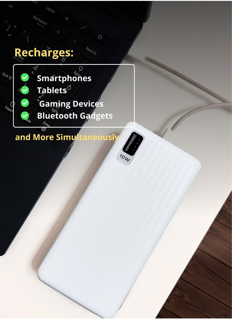 Generic - 20,000mAh Portable Power Bank – Charge Smartphones, Tablets, Gaming Devices, Bluetooth Gadgets, and More Simultaneously – Compact, Travel-Friendly Design for On-the-Go Power Anywhere - Black & White - Image 1