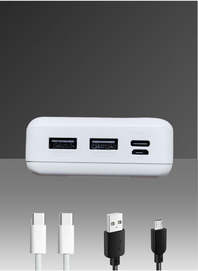 Generic - 20,000mAh Portable Power Bank – Charge Smartphones, Tablets, Gaming Devices, Bluetooth Gadgets, and More Simultaneously – Compact, Travel-Friendly Design for On-the-Go Power Anywhere - Black & White - Image 1