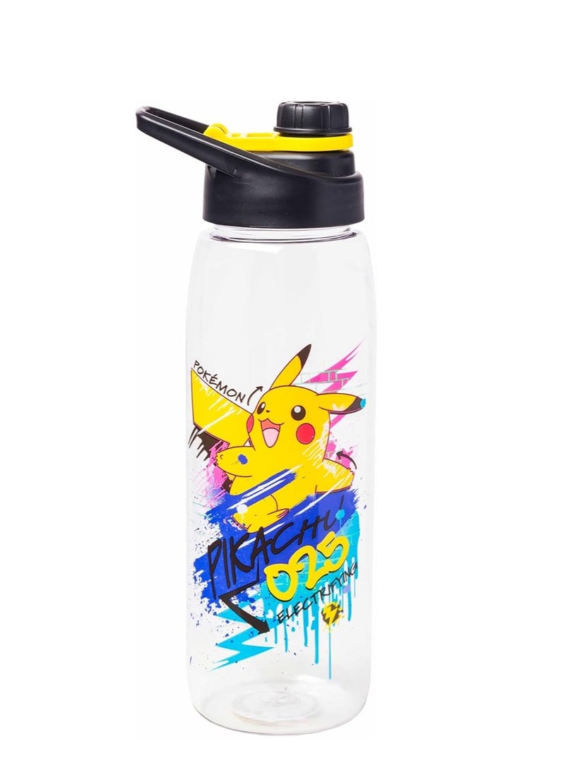 Silver Buffalo Pokémon Skate Graffiti Electrifying Pikachu Water Bottle with Screw-On Lid, 28 Ounces - Image 1