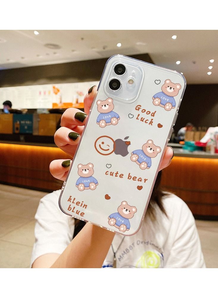 Loquat Cartoon Cute Bear Silicone Soft Shell Apple Phone Case - Image 1