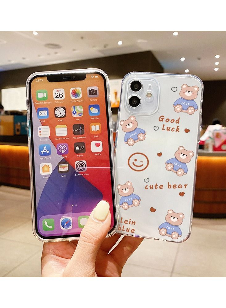 Loquat Cartoon Cute Bear Silicone Soft Shell Apple Phone Case - Image 2