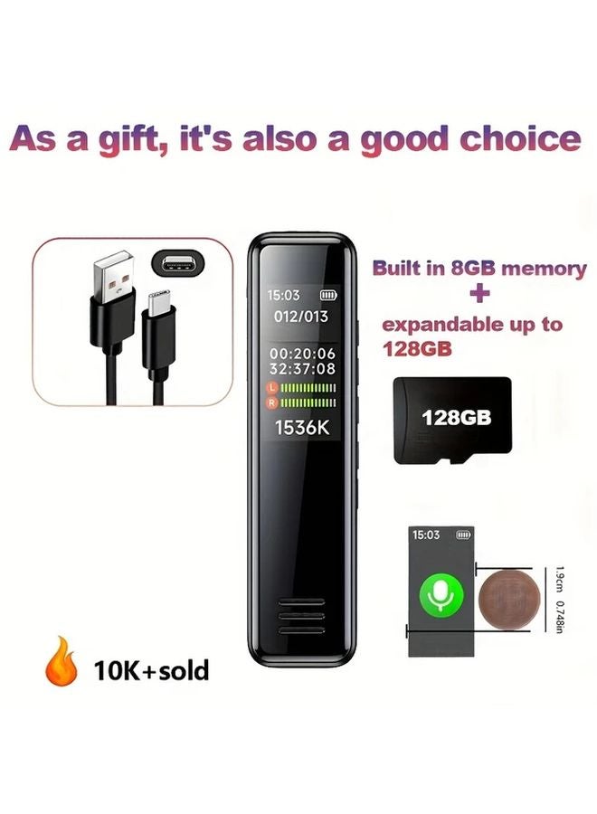 8GB 128GB Digital Voice Recorder Noise Reduction USB Rechargeable MP3 Player For Meetings Lectures Interviews - Image 2