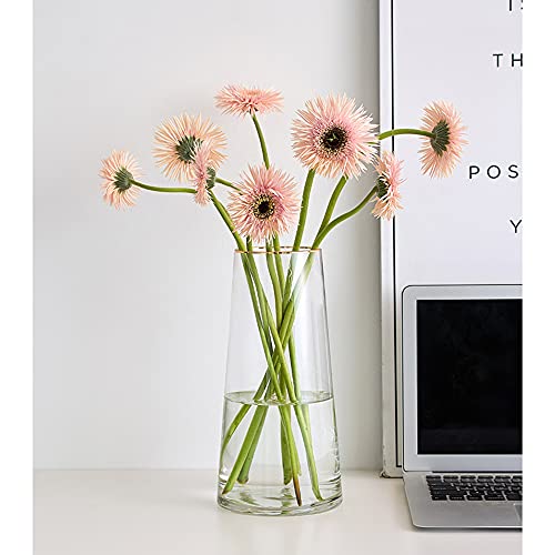 FUNSOBA Clear Glass Flower Vase with Gold Mouth for Centerpieces Home Wedding Decoration (1, Large 5.2" x 9.9“) - Image 2