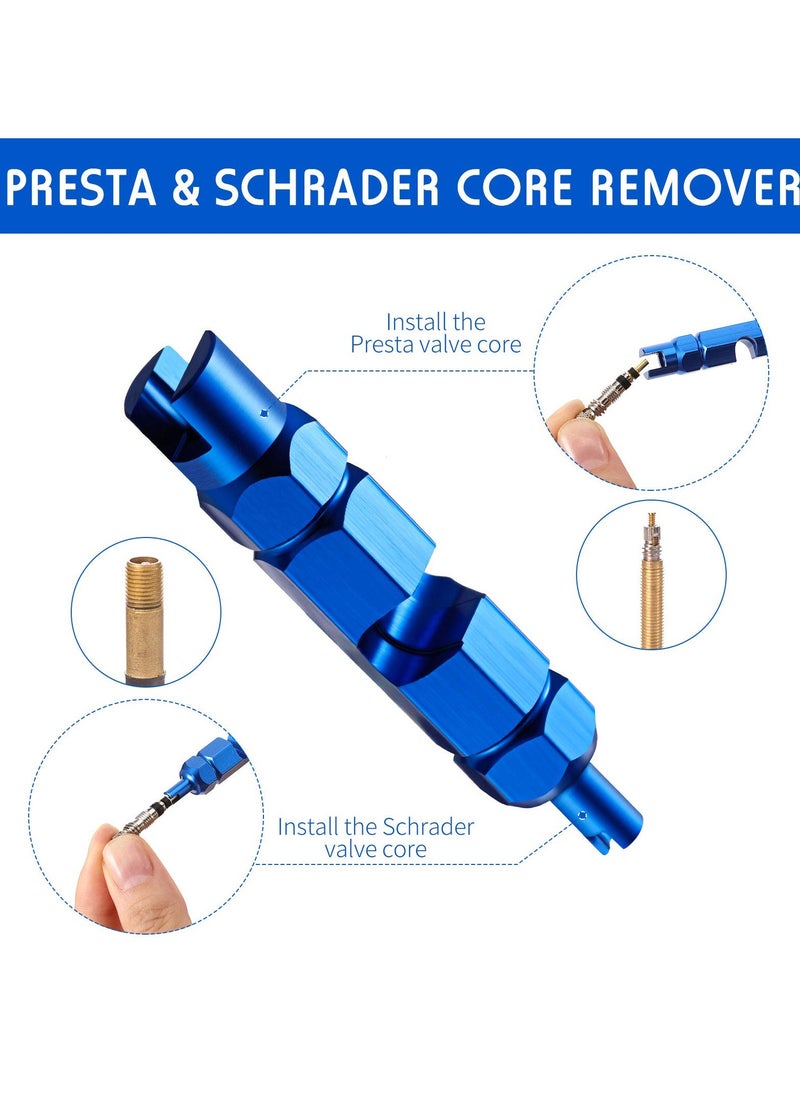 SYOSI SYOSI Valve Core Remover Tool Kit Blue Bicycle Valve Core Tightening Tool and 10 Pieces Valve Cores Brass for Bike Bicycle Tire Application  - Image 4