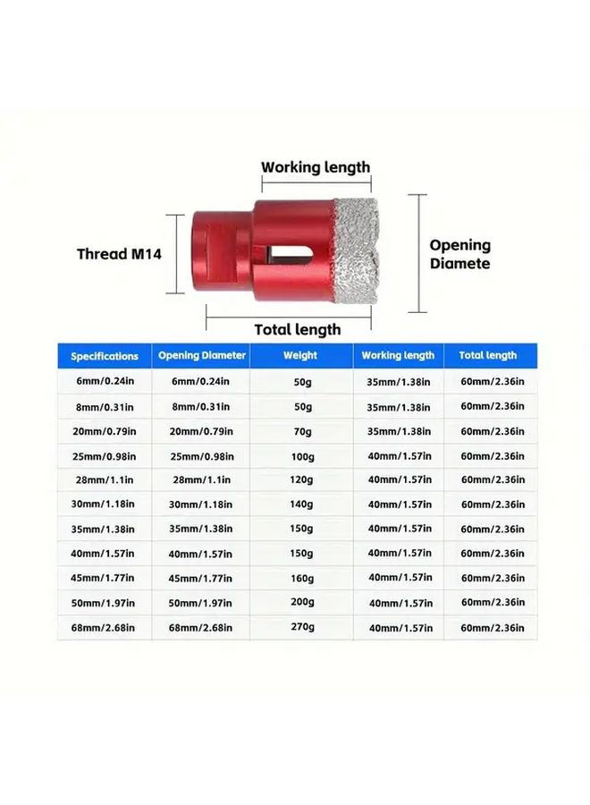 M14 Diamond Thread Brazing Hole Opener 28mm For Tile Marble Stone Ceramic Glass Dry Drilling - Image 3