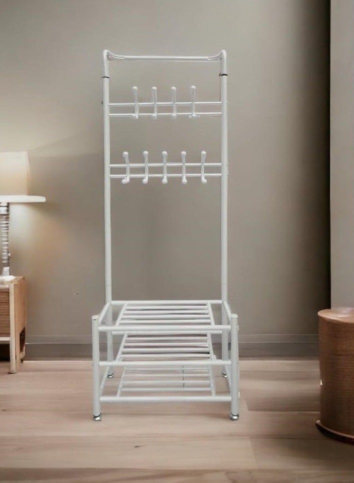 Clothes rack and coat rack with shoe storage