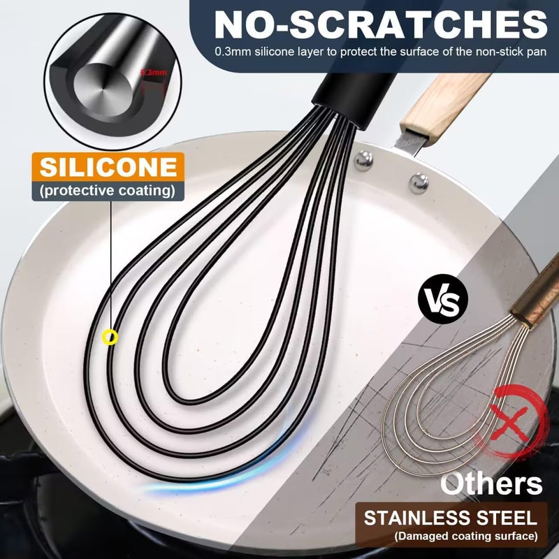 Eddeas Flat Whisk, Silicone Gravy Whisk for Cooking, Beating, Stirring Gravy and Eggs - Image 2
