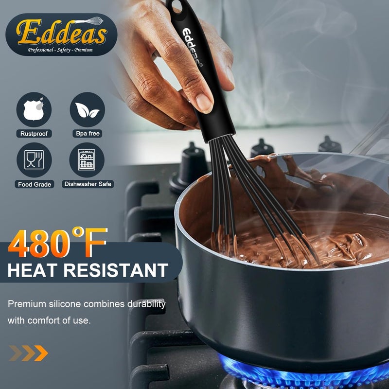 Eddeas Flat Whisk, Silicone Gravy Whisk for Cooking, Beating, Stirring Gravy and Eggs - Image 4