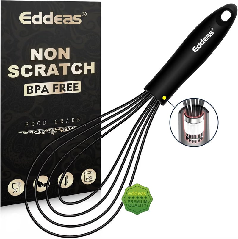 Eddeas Flat Whisk, Silicone Gravy Whisk for Cooking, Beating, Stirring Gravy and Eggs - Image 1